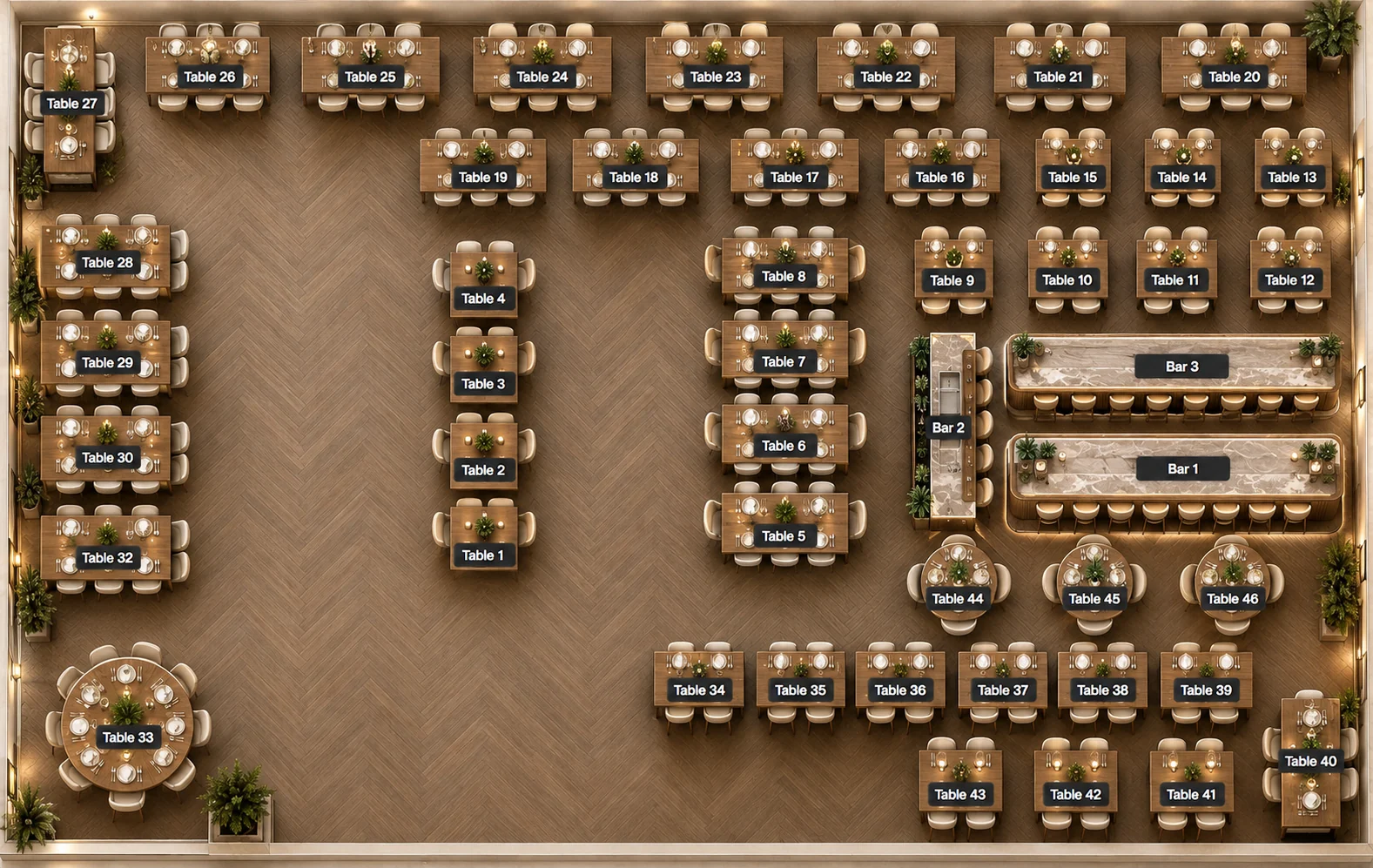 Capri at Leeds restaurant floor plan