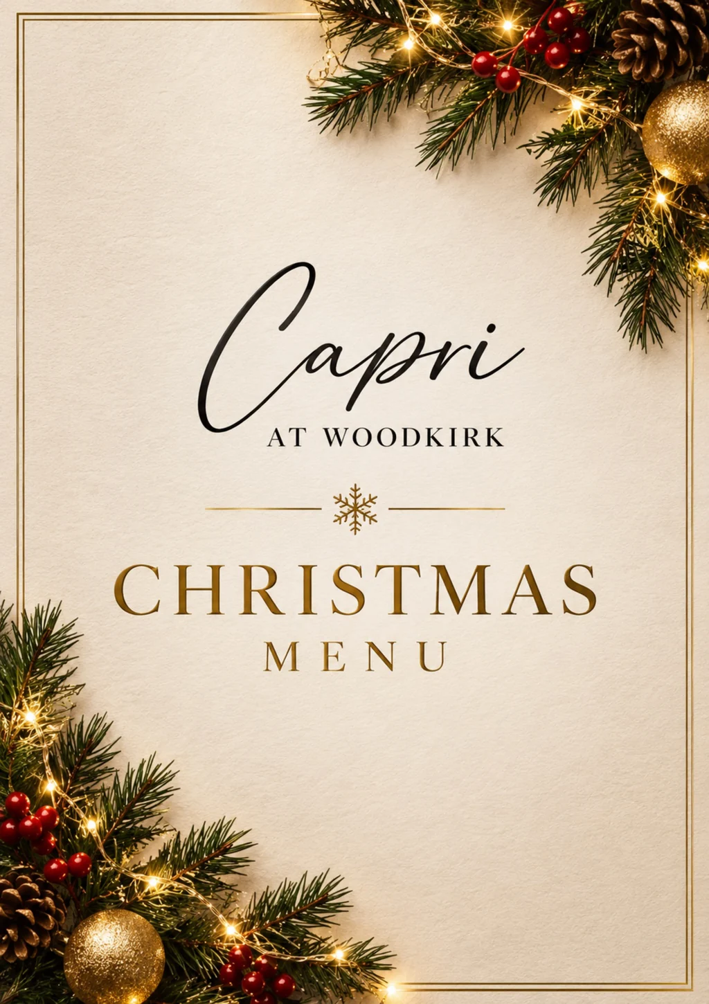 Capri at Woodkirk Christmas Menu cover